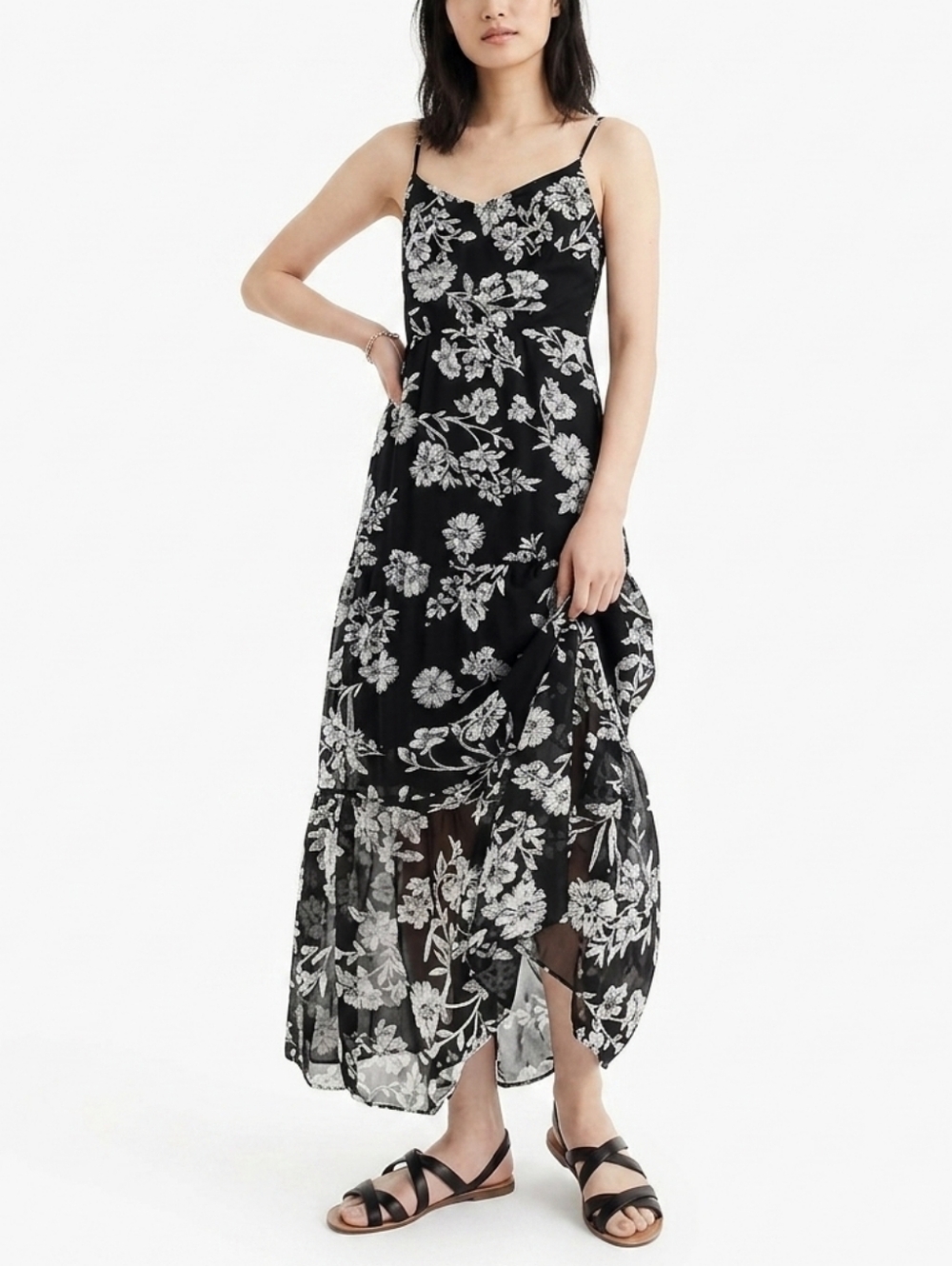 J. Crew Mercantile Black Floral Maxi Dress